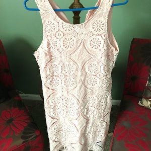 Light pink cotton lace tank dress
